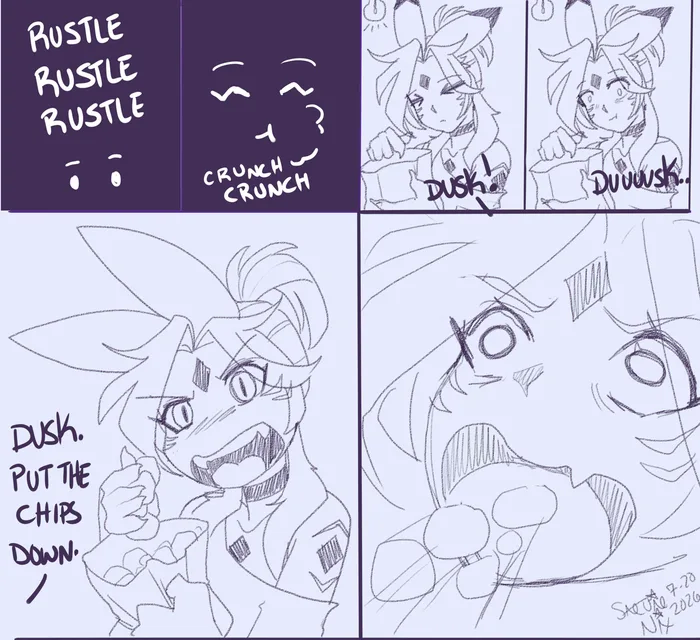 dusk eating chips